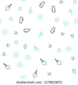 Light Green vector seamless background with tasty food. Blurred decorative design of snacks in doodle style. Pattern for ad, booklets, leaflets of restaurants.