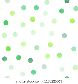 Light Green vector seamless background with dots. Glitter abstract illustration with blurred drops of rain. Completely new template for your brand book.