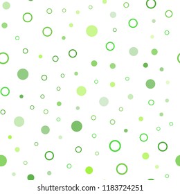 Light Green vector seamless background with bubbles. Illustration with set of shining colorful abstract circles. Pattern for design of fabric, wallpapers.