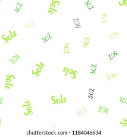 Light Green vector seamless background with 30, 40, 50 % signs of sales. Abstract illustration with colorful gradient symbols of sales. Backdrop for mega promotions, discounts.