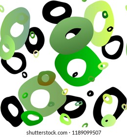 Light Green vector seamless background with bubbles. Blurred bubbles on abstract backdrop with colorful gradient. Template for business cards, websites.