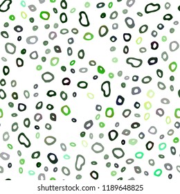 Light Green vector seamless background with bubbles. Blurred bubbles on abstract backdrop with colorful gradient. Pattern for design of window blinds, curtains.