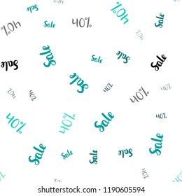 Light Green vector seamless background with 40 % signs of sales. Illustration with signs of sales on abstract template. Backdrop for ads, leaflets of Black Friday.