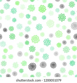Light Green vector seamless background with xmas snowflakes. Decorative shining illustration with snow on abstract template. Design for textile, fabric, wallpapers.