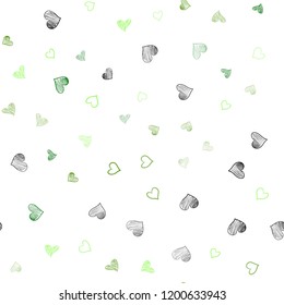 Light Green vector seamless background with hearts. Beautiful colored illustration with hearts in celebration style. Pattern for carnival, festival romantic leaflets.