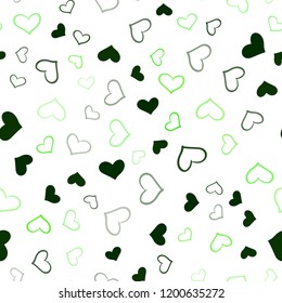Light Green vector seamless background with hearts. Beautiful colored illustration with hearts in celebration style. Beautiful design for your business advert of anniversary.