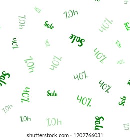 Light Green vector seamless background with 40 % signs of sales. Illustration with signs of sales on abstract template. Pattern for ads, posters, banners of sales.
