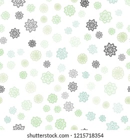 Light Green vector seamless background with xmas snowflakes. Decorative shining illustration with snow on abstract template. Pattern for design of window blinds, curtains.