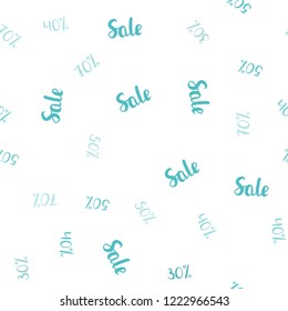 Light Green vector seamless background with 30, 40, 50 % signs of sales. Shining colorful illustration with isolated selling prices. Backdrop for super sales on Black Friday.
