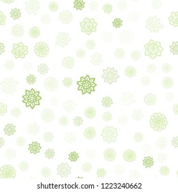 Light Green vector seamless background with xmas snowflakes. Glitter abstract illustration with crystals of ice. Pattern for design of fabric, wallpapers.