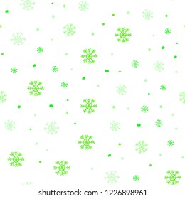 Light Green vector seamless background with xmas snowflakes. Glitter abstract illustration with crystals of ice. Pattern for design of window blinds, curtains.