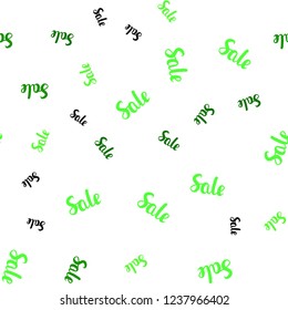 Light Green vector seamless background with words of sales. Colorful set of  percentage signs in simple style. Backdrop for ads, leaflets of Black Friday.