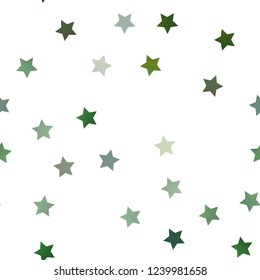 Light Green vector seamless background with colored stars. Shining colored illustration with stars. The pattern can be used for new year ad, booklets.