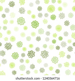Light Green vector seamless background with xmas snowflakes. Blurred decorative design in xmas style with snow. Pattern for design of fabric, wallpapers.