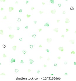 Light Green vector seamless background with hearts. Illustration with hearts in love concept for valentine's day. Pattern can be used for valentine's ad, booklets.