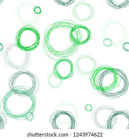 Light Green vector seamless background with bubbles. Modern abstract illustration with colorful water drops. Texture for window blinds, curtains.