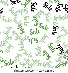 Light Green vector seamless background with 70, 90 % signs of sales. Colored words of sales with gradient on white background. Backdrop for mega promotions, discounts.