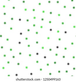 Light Green vector seamless background with xmas snowflakes. Shining colorful illustration with snow on abstract template. Template for business cards, websites.