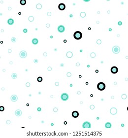 Light Green vector seamless background with bubbles. Blurred bubbles on abstract background with colorful gradient. Design for textile, fabric, wallpapers.