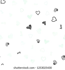 Light Green vector seamless background with words of love, hearts. Colorful gradient phrase LOVE YOU, hearts in abstract style. Design for wallpaper, fabric makers.