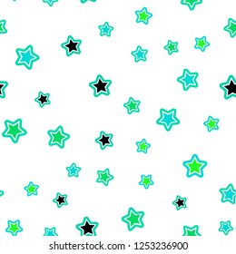 Light Green vector seamless background with colored stars. Modern geometrical abstract illustration with stars. Design for textile, fabric, wallpapers.