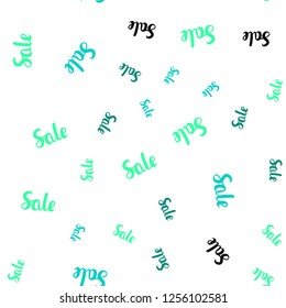 Light Green vector seamless background with words of sales. Colored words of sales with gradient on white background. Template for season sales, shopping ads.
