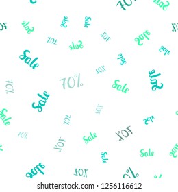 Light Green vector seamless background with 70 % signs of sales. Gradient illustration with discount signs on white backdrop. Backdrop for mega promotions, discounts.