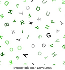 Light Green vector seamless background with signs of alphabet. Colored alphabet signs with gradient on white background. Design for wallpaper, fabric makers. Light Green vector seamless background with signs of alphabet. Colored alphabet signs with gradient on white background. Design for wallpaper, fabric makers.