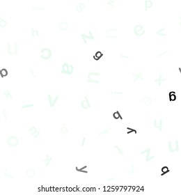 Light Green vector seamless background with signs of alphabet. Colored alphabet signs with gradient on white background. Design for wallpaper, fabric makers.