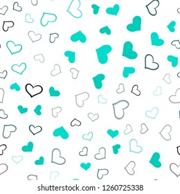 Light Green vector seamless background with hearts. Glitter abstract illustration with colorful hearts in romantic style. Beautiful design for your business advert of anniversary.