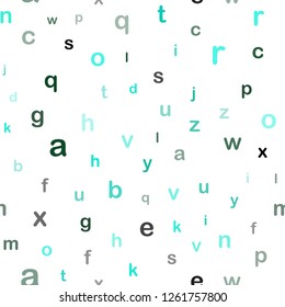 Light Green vector seamless background with signs of alphabet. Blurred design in simple style with signs of alphabet. Design for textile, fabric, wallpapers.
