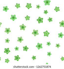 Light Green vector seamless background with colored stars. Glitter abstract illustration with colored stars. Design for textile, fabric, wallpapers.