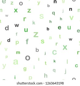 Light Green vector seamless background with signs of alphabet. Colored alphabet signs with gradient on white background. Design for wallpaper, fabric makers.