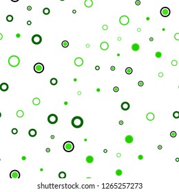 Light Green vector seamless background with bubbles. Abstract illustration with colored bubbles in nature style. Template for business cards, websites.