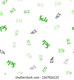 Light Green vector seamless background with 30, 40, 50 % signs of sales. Illustration with signs of sales on abstract template. Design for business ads, commercials.