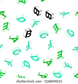 Light Green vector seamless background with 3D signs of alphabet. Abstract illustration with colorful 3D latin alphabet. Texture for window blinds, curtains.