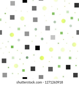 Light Green vector seamless background with circles, rectangles. Decorative design in abstract style with circles, rectangles. Pattern for trendy fabric, wallpapers.