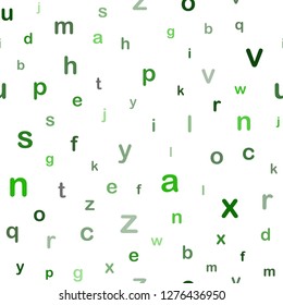 Light Green vector seamless background with signs of alphabet. Colored alphabet signs with gradient on white background. Design for wallpaper, fabric makers.