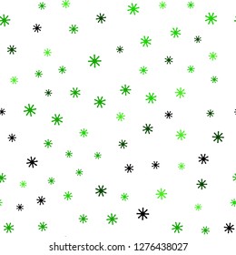 Light Green vector seamless background with xmas snowflakes. Shining colorful illustration with snow on abstract template. Design for wallpaper, fabric makers.