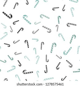 Light Green vector seamless background with sweet xmas lollipops.