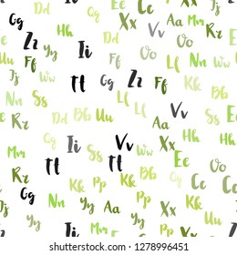Light Green vector seamless background with signs of alphabet. Shining colorful illustration with isolated letters. Design for wallpaper, fabric makers.