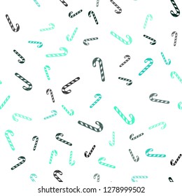 Light Green vector seamless background with sweet xmas lollipops.