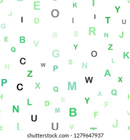 Light Green vector seamless background with signs of alphabet. Abstract illustration with colored latin alphabet. Design for wallpaper, fabric makers.