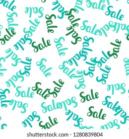 Light Green vector seamless background with 70, 90 % signs of sales. Colorful set of  percentage signs in simple style. Template for season sales, shopping ads.