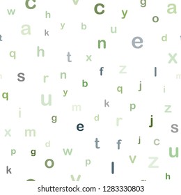 Light Green vector seamless background with signs of alphabet. Shining illustration with ABC symbols on abstract template. Pattern for trendy fabric, wallpapers.