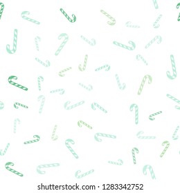 Light Green vector seamless background with tasty xmas sweets.