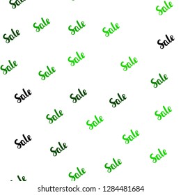 Light Green vector seamless background with words of sales. Colorful set of  percentage signs in simple style. Design for business ads, commercials.
