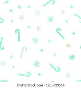 Light Green vector seamless background with tasty xmas sweets.