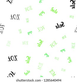 Light Green vector seamless background with 70 % signs of sales. Abstract illustration with colorful gradient symbols of sales. Backdrop for super sales on Black Friday.