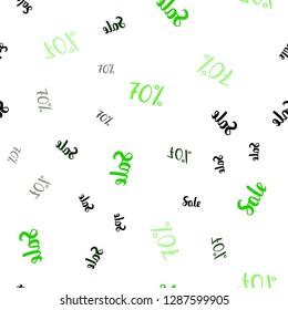 Light Green vector seamless background with 70 % signs of sales. Illustration with signs of sales on abstract template. Pattern for ads, posters, banners of sales.